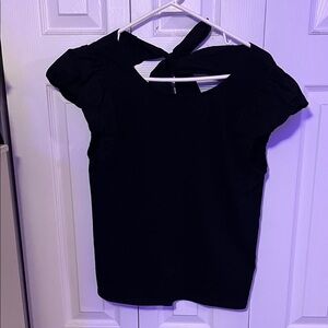 Chic Black Women's Blouse with Ruffled Sleeves